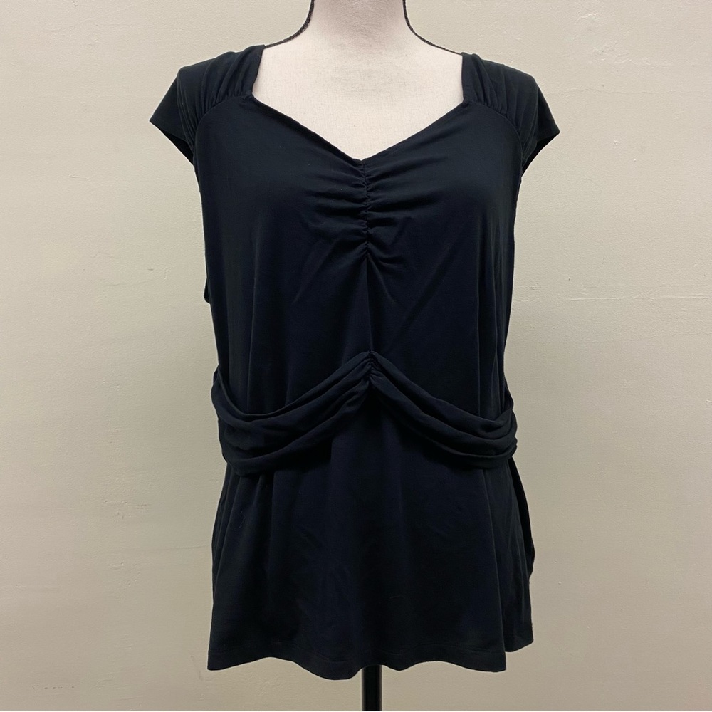 Linea by Louis Dell'Olio Cap Sleeve Ruched Knit Top